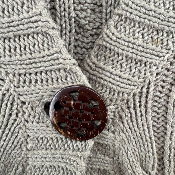 Pure Handknit Taupe Brown 100% Cotton Cable Knit Button Front Sweater Vest XS/S - Picture 3 of 12
